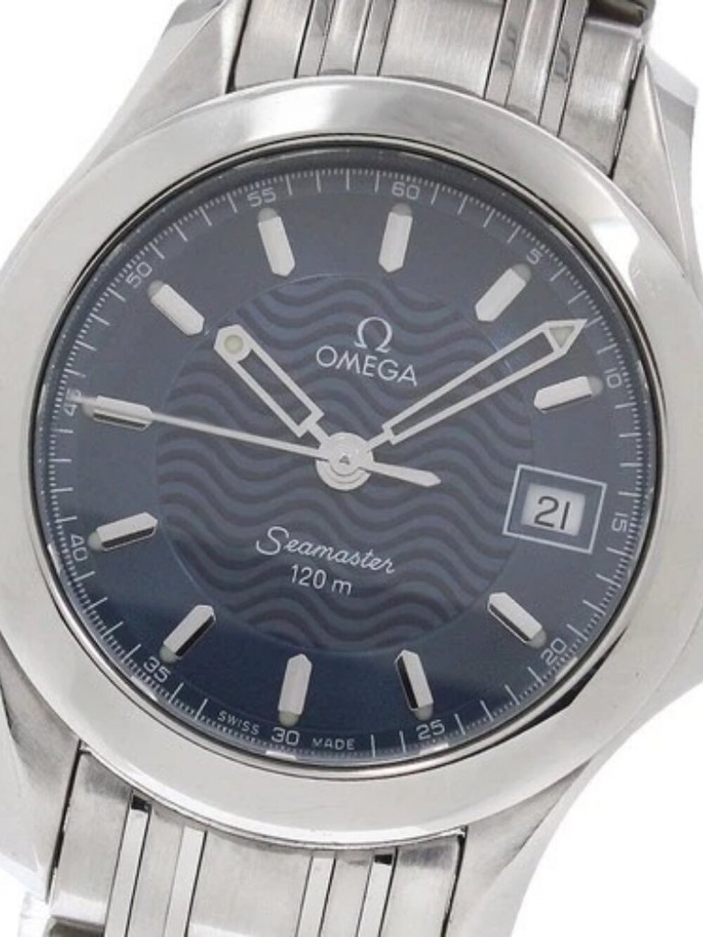 OMEGA Seamaster120 2581.81 Date Navy Dial Quartz Ladies Watch_947421